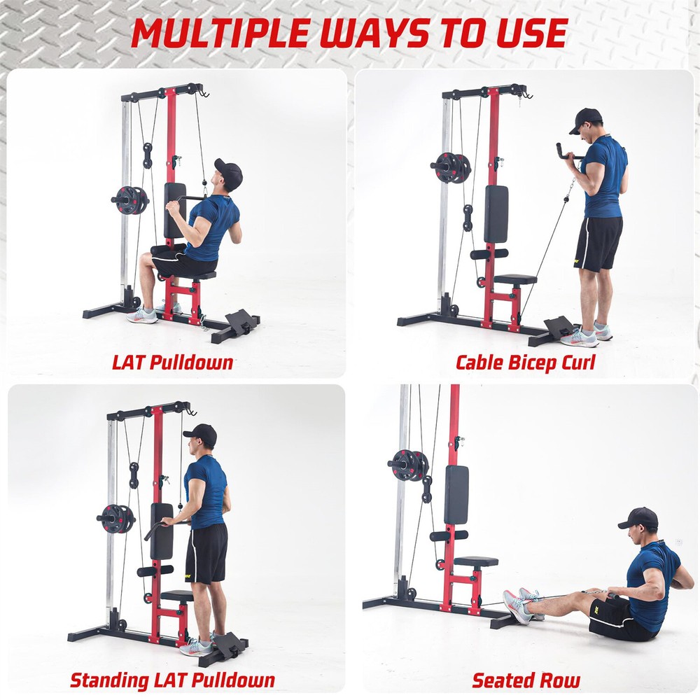 LAT Pulldown Machine,Multi-Functional Cable Machine w/High & Low Pulley Station