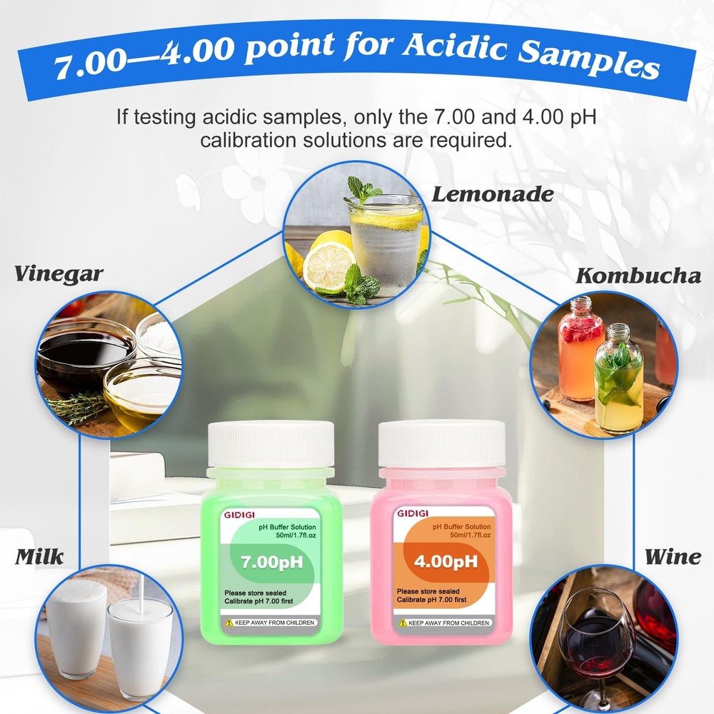 pH Calibration Solution Kit (4,7,10 pH Buffer Solution) & pH Electrode Storag.
