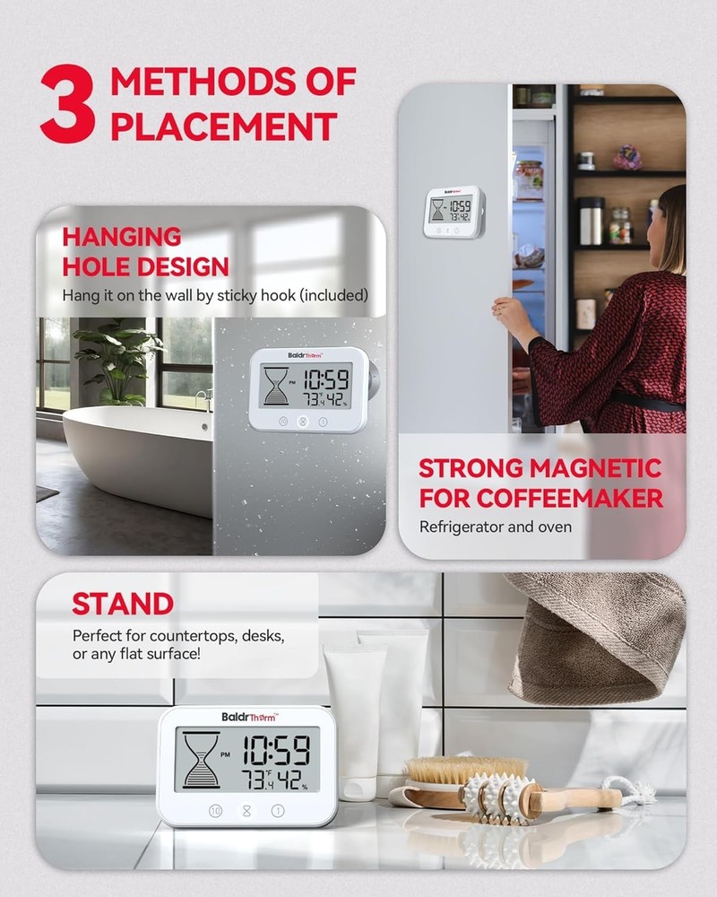 Baldrtherm Digital Timer, Works as a Countdown Timer, Real-time Clock Hygrometer