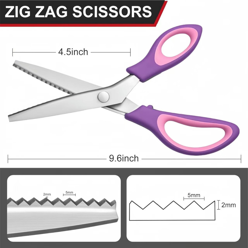 Pinking Shears， Zig Zag Scissors for Fabric，Pinking Shears for Fabric Cutting,Pr