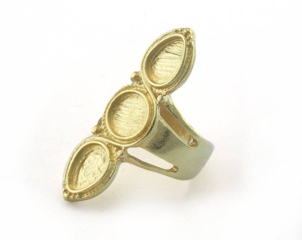 Ring Adjustable Ring Bezel Raw brass (18mm 7.5US inner size - Adjustable ) 3289