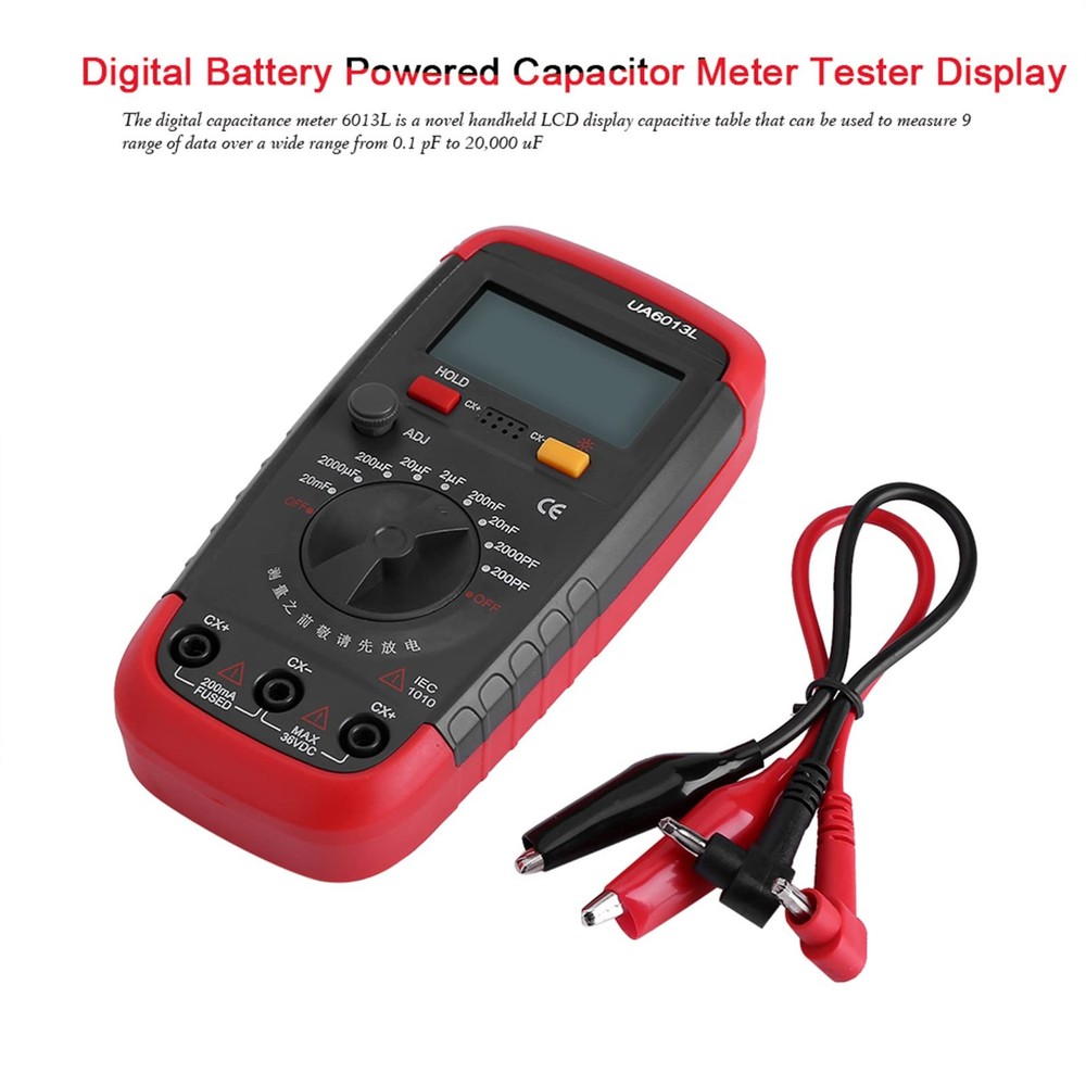 Digital Capacitance Meter, Multimeter Professional Capacitor Tester, 0.1pF-20...