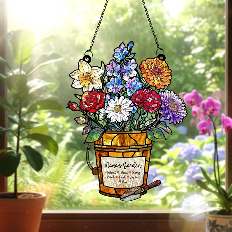 Custom Birth Flower Personalized Acrylic Suncatcher Gift