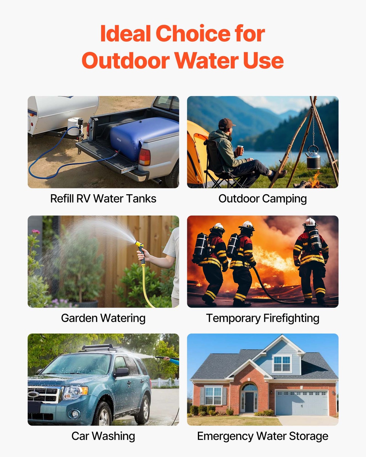 VEVOR 142.7 Gal Collapsible Water Storage Bladder 1000D PVC Water Storage Bag