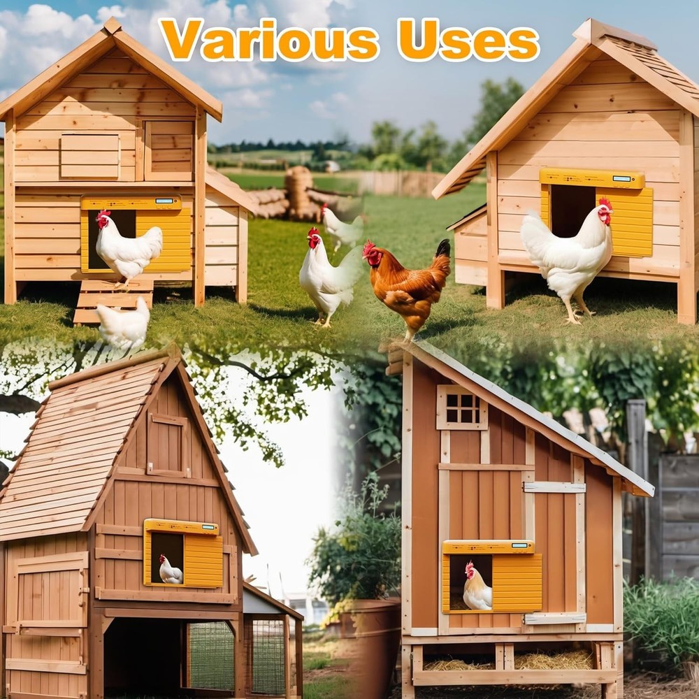 Automatic Chicken Coop Door Battery Powered with Timer & Light Sensor, LCD