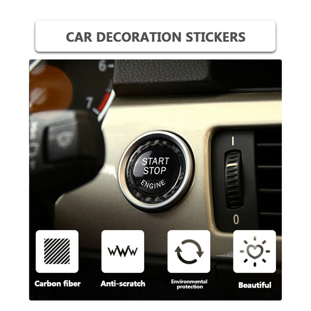 Carbon Fiber Car Engine Start Stop Push Button Ring Trim For BMW E92 E93 E90