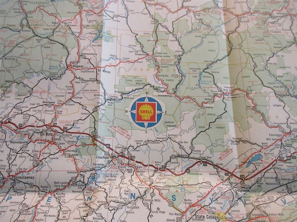 1972 Shell Road Map - Pennsylvania