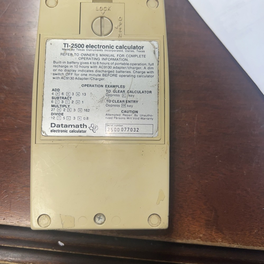 Texas Instruments TI 2500 Datamath Electronic Calculator NO AC ADAPTER Untested