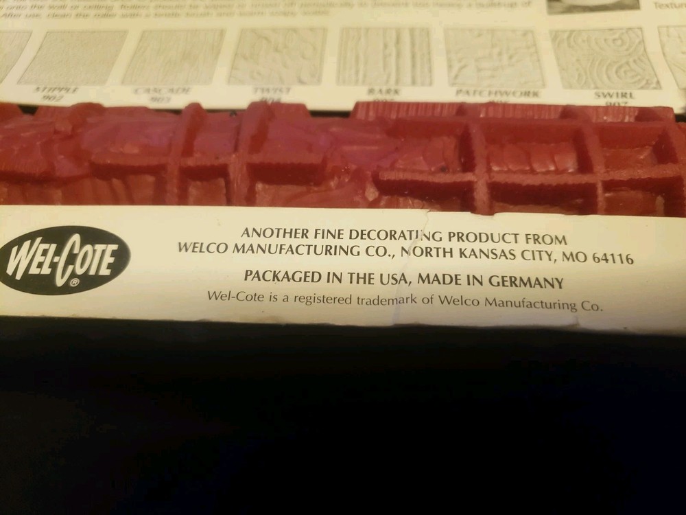 Vintage Nos 2 Wel-Cote Drywall Texture Rollers Tree Bark Patchwork Pattern Paint