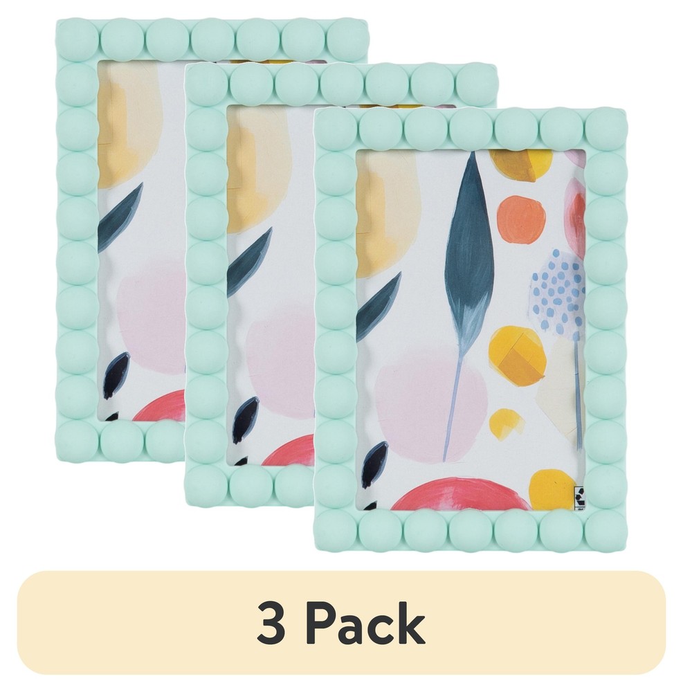 (3 pack)   4x6 Beaded Mint Decorative Tabletop Picture Frame