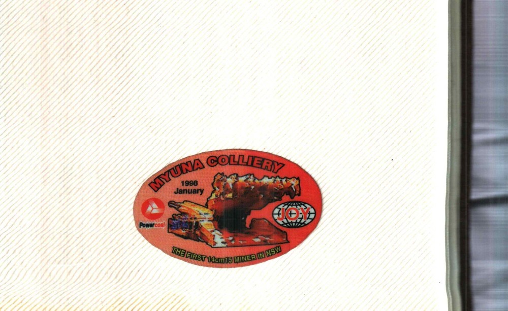 1 NICE  AUSTRALIA JOY COAL MINING STICKER # 950