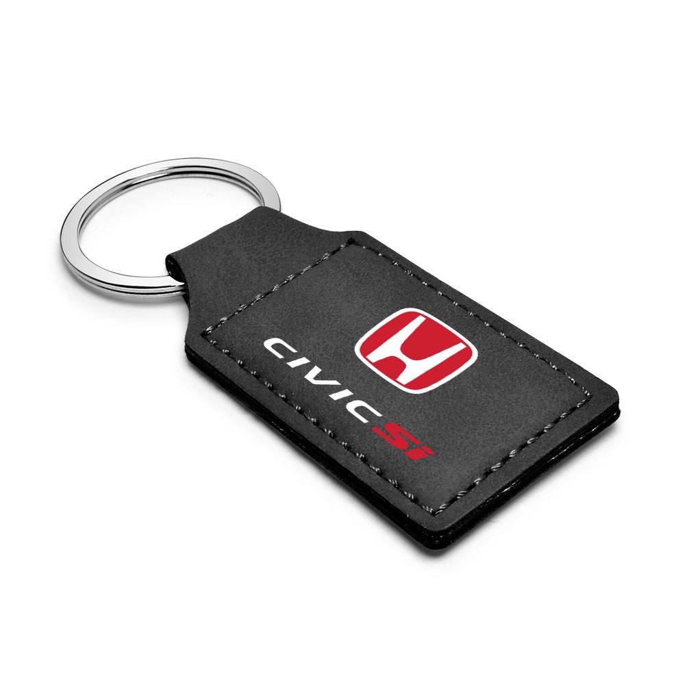 Honda Civic Si Rectangular Black Leather Key Chain