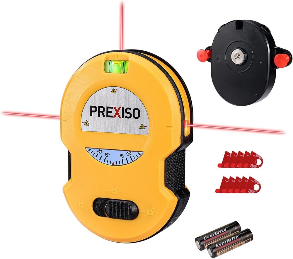 PREXISO Multi Surface Laser Level LED Light Vial, 30Ft Black, Grey, Yellow