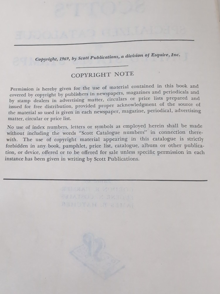 Scott 1970 Specialized United States Stamp Catalogue 48th Edition