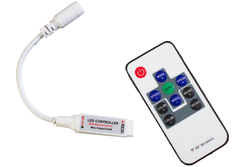 Slim Wireless RGB Controller + Remote for Strip Tape Module LED Light 12-24v