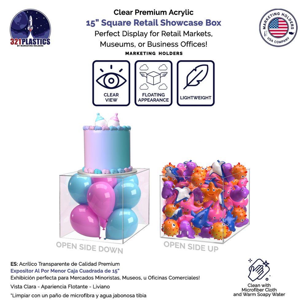 15" x 15" Clear Acrylic Display Box Product Riser