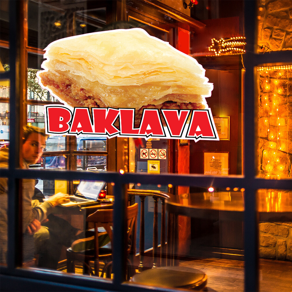 Food Truck Decals Baklava Retail Concession Concession Sign Red