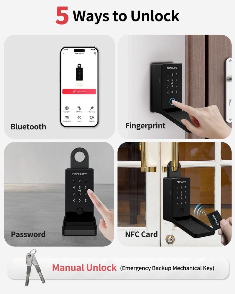 Populife Smart Fingerprint Lock For Keys Code Wireless Remote Access Key Lock