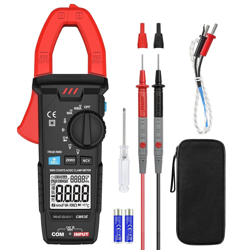 Digital Clamp Meter Multimeter Tester TRMS 6000 Counts Amp Volt Meter,Diode &NCV