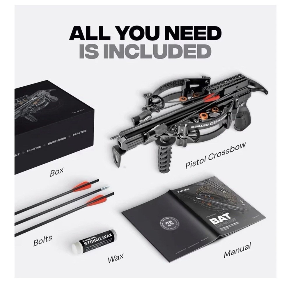 BALLISTA BAT Reverse Draw Compound Crossbow 340fps/150lbs/3lbs