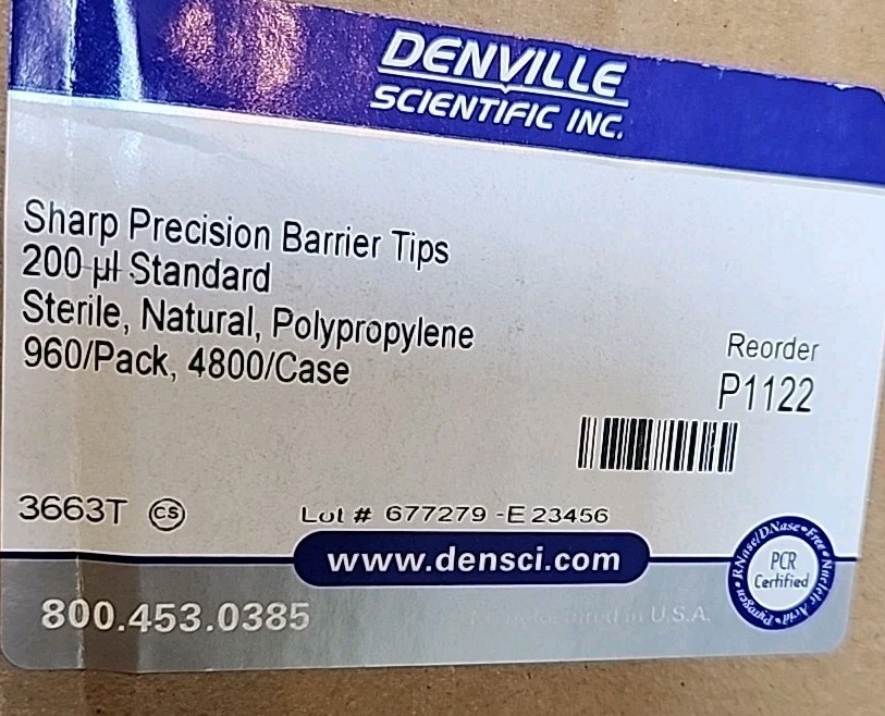 Sharp Precision Barrier Tips 200ul P1122 NEW 960/PACK 4800/case