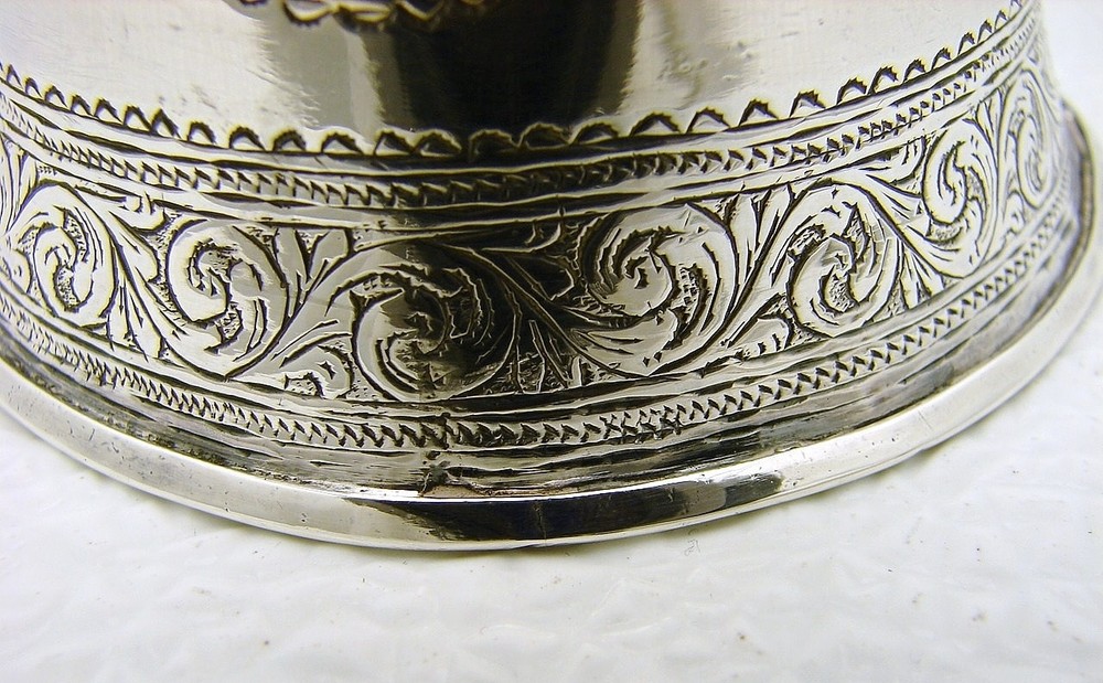 Sterling Silver Beaker Cup engraved Middle Eastern or Islamic motif c1850