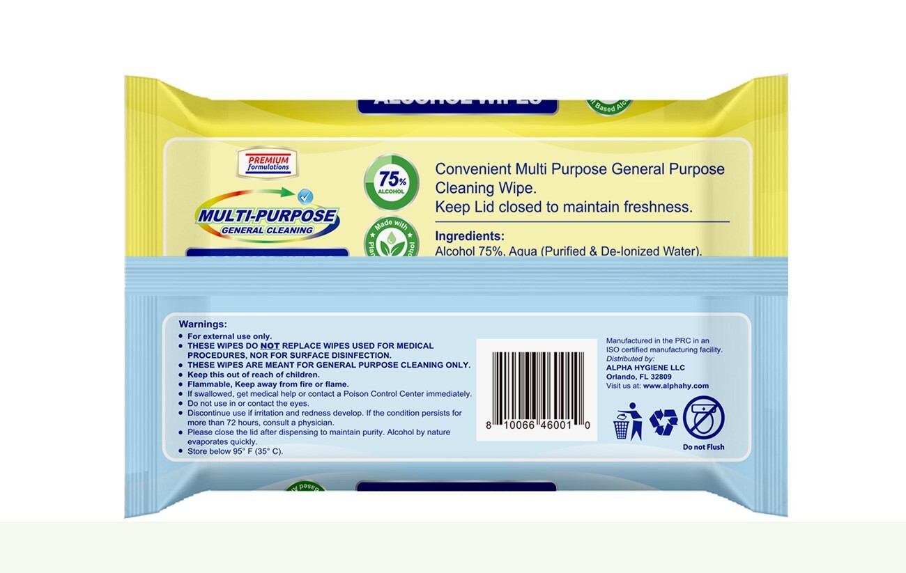 Cleaning Wipes 75% Alcohol Multipurpose Bulk (24 packs x 50 wipes/pk) 1200 Wipes