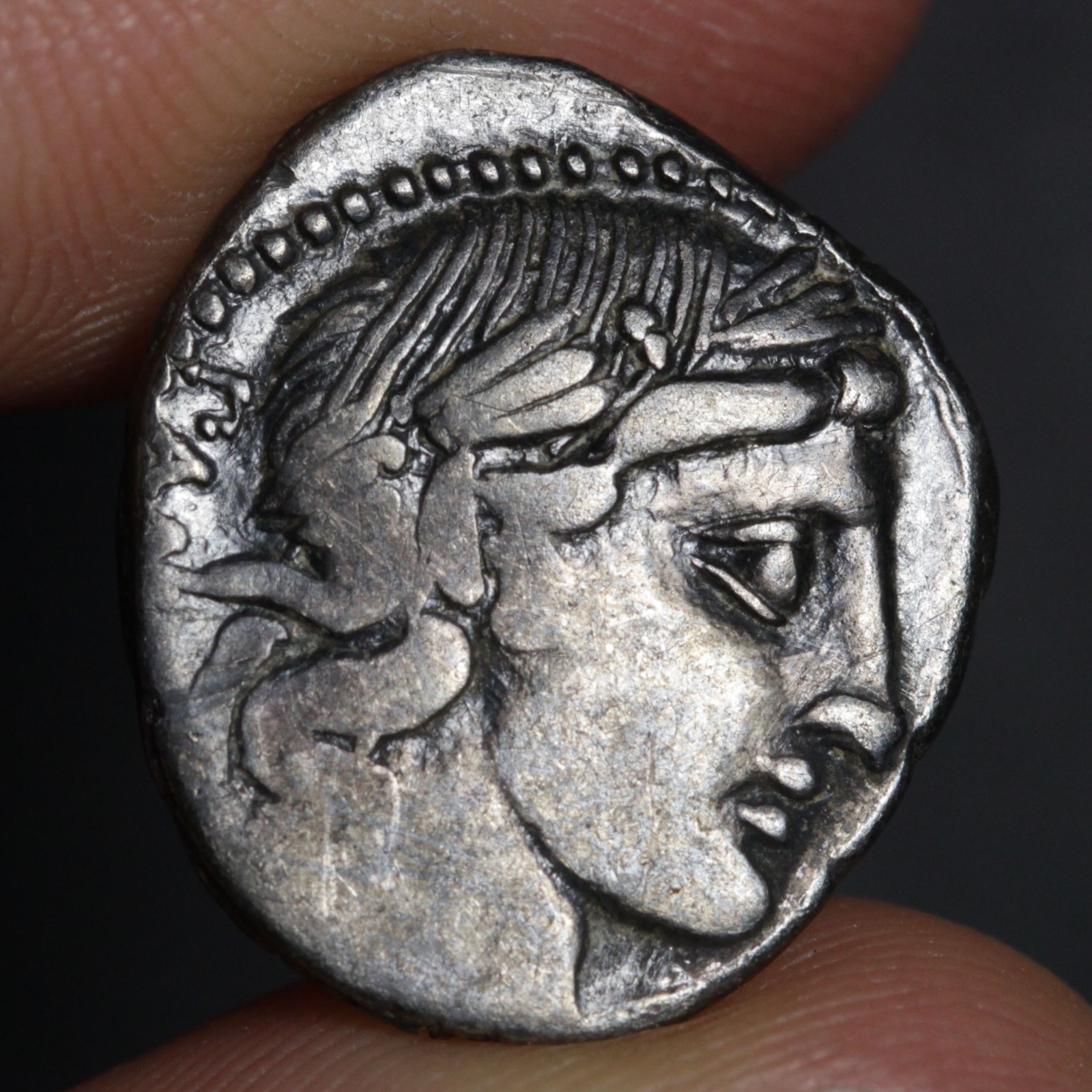 Apollo God of the Sun Denarius Ancient Roman Republic Silver Coin 90BC Pansa