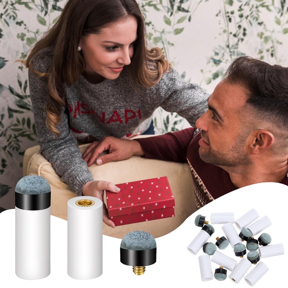 10 Sets Cue Tips for Pool Stick Billiard Cues Tips Replacement Kit with White