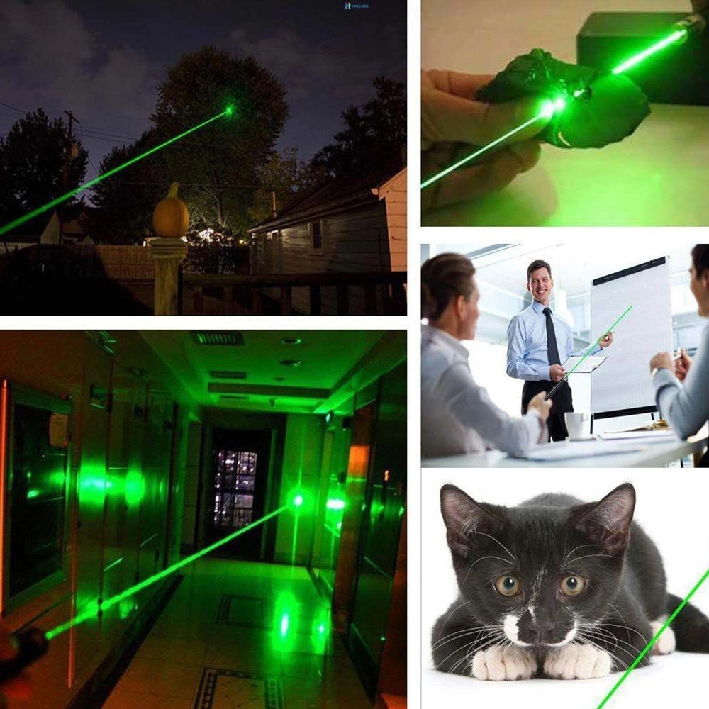 Rechargeable Green Light Laser Pointer Flashlight Cat Toy Adjustable Focus