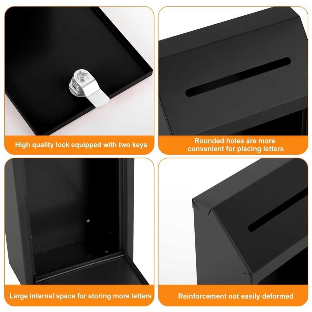 Metal Locking Mailbox Wall Mounted RustMail Case Lockable Mail Letterbox Sugg...