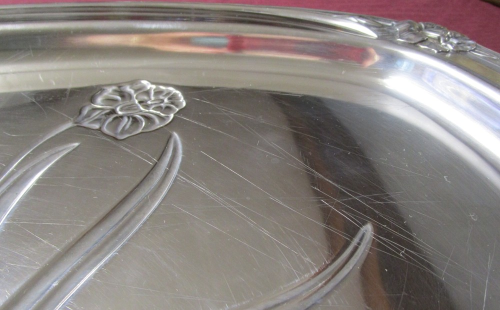 DAFFODIL 1950 MCM Silverplate Well & Tree Platter No Monograms bbg
