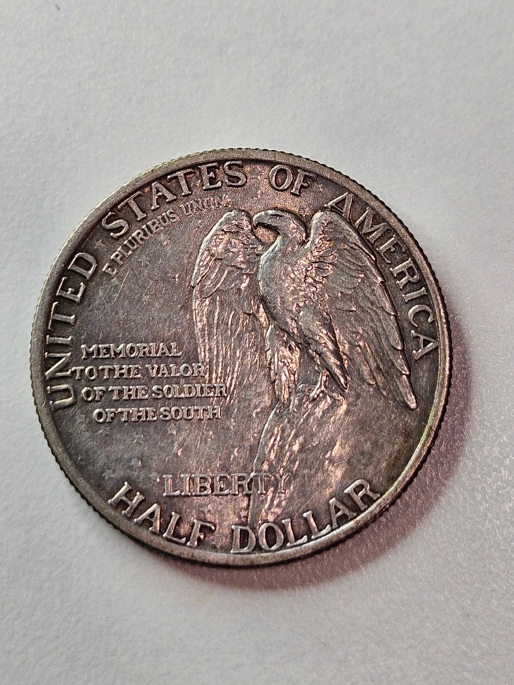 1925 Stone Mountain Commemorative Silver Half Dollar Uncirculated BU Blue Toning