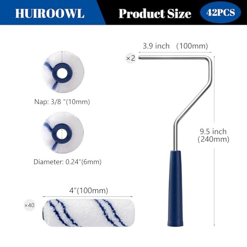 40 Pack 4 Inch Microfiber Paint Roller, Small 4 Inch Paint Roller Kit, 40 Pack