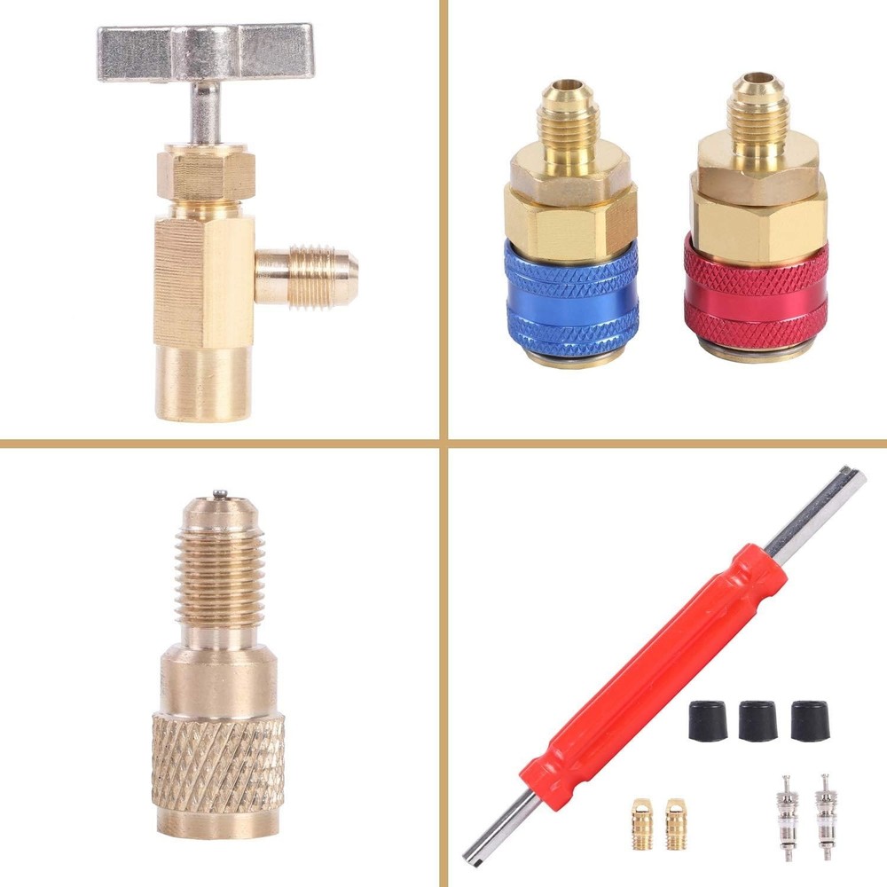 Efficient AC Manifold Gauge Set with Can Tap & Quick Couplers for Easy Operation