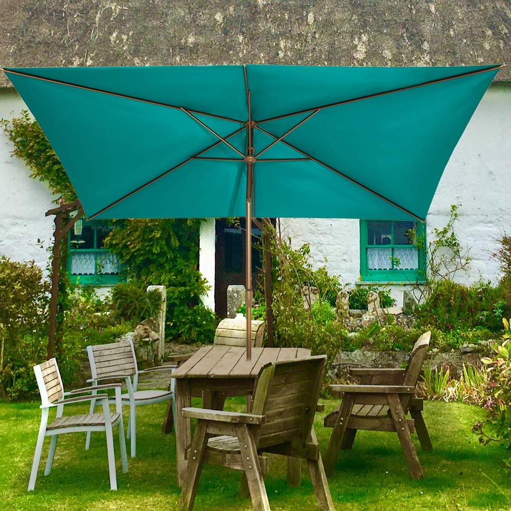 Ogrmar 6.5x10ft Patio Umbrella Rectangular Outdoor Table 10FT, Turquoise