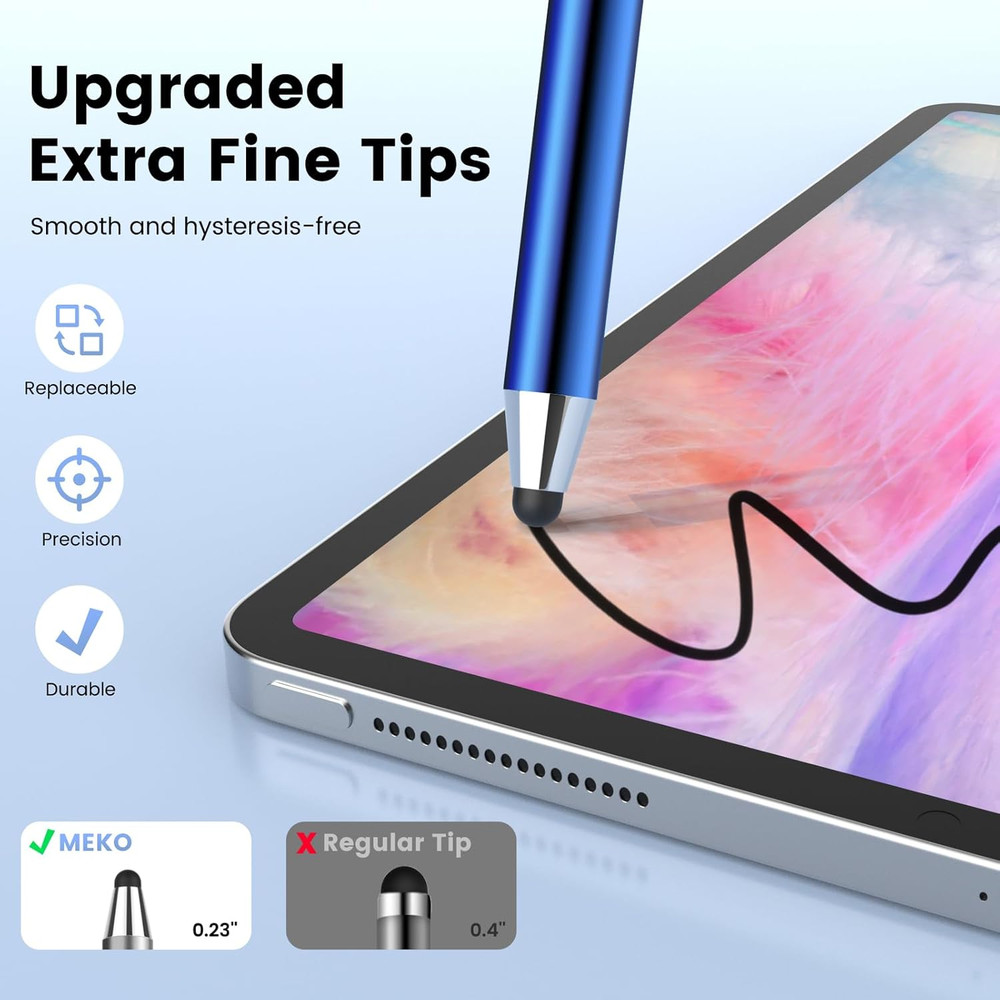 Stylus Pens for Touchscreens,Meko 10 Pack Thin Rubber Tip Stylus Replaceable Tip