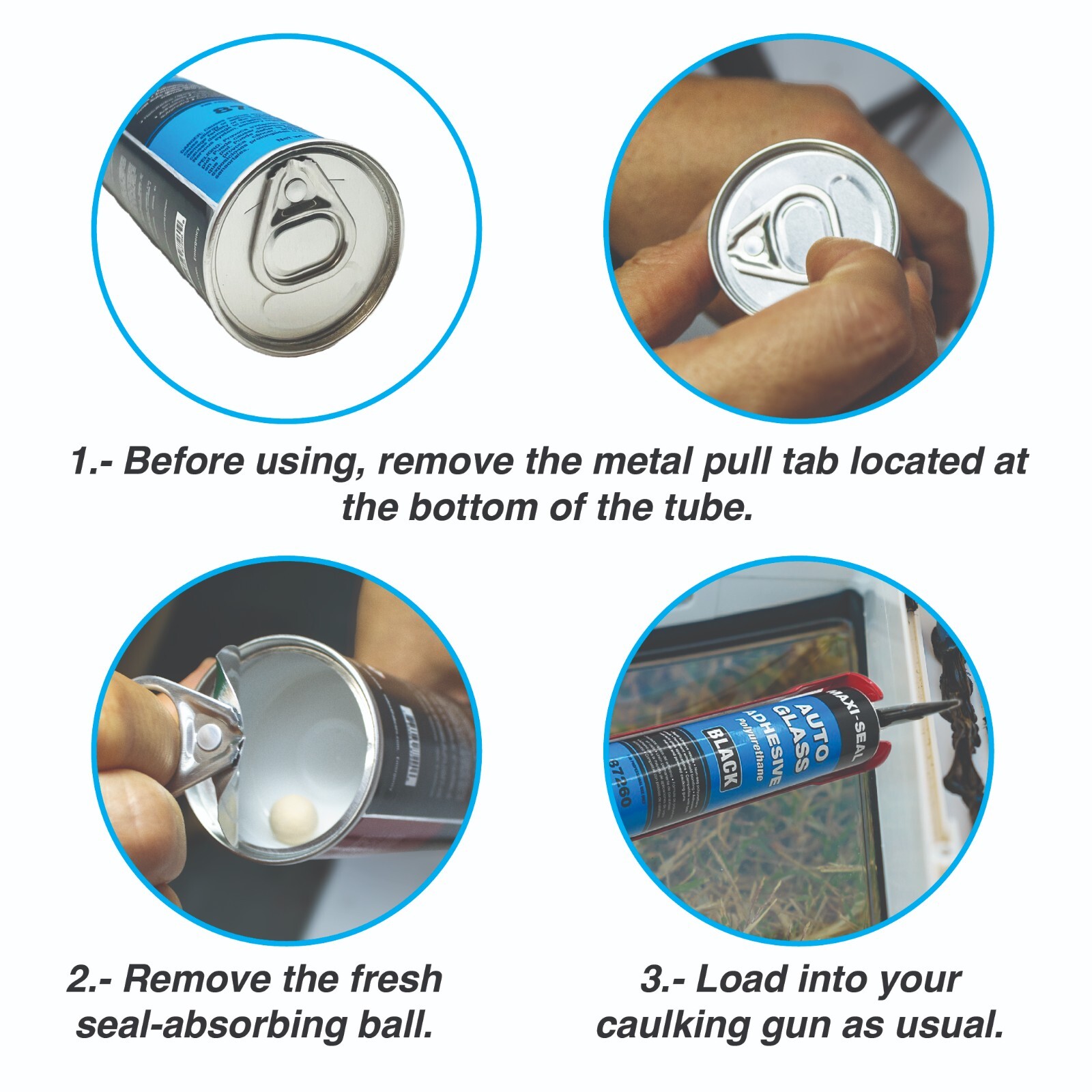 Maxi-Seal Black Polyurethane Windshield Adhesive - White, 10.5oz Tube