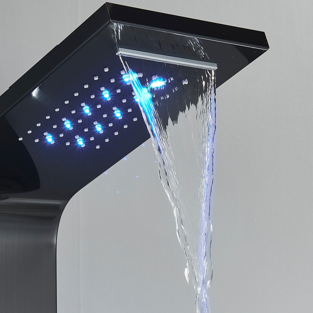 ELLO&ALLO Shower Panel Tower LED Rainfall Waterfall Massage System with Body Jet