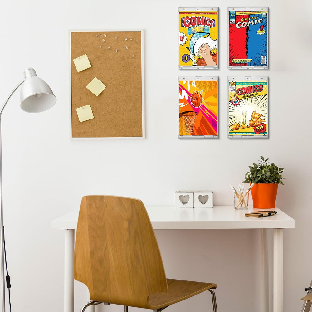 8 Pack Magnetic Comic Book Display Cases with UV Protection - Wall Mountable