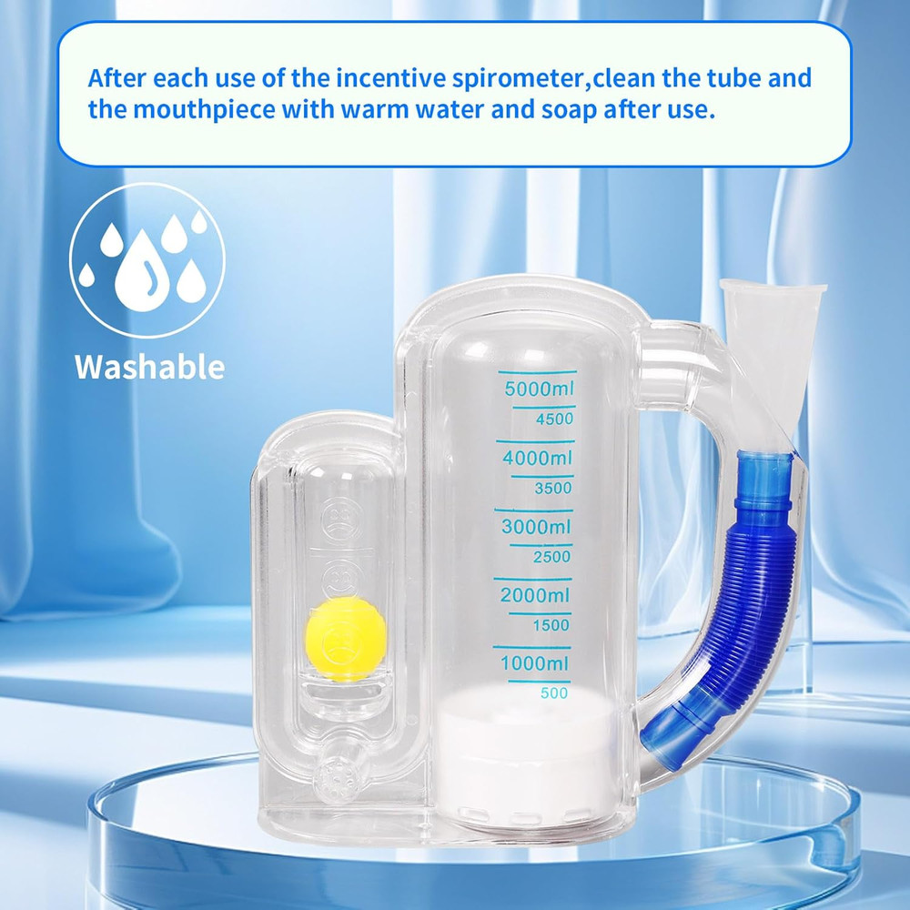 Incentive Spirometer (White02),Breathing Exercise Device for Lungs,Breathing Tra
