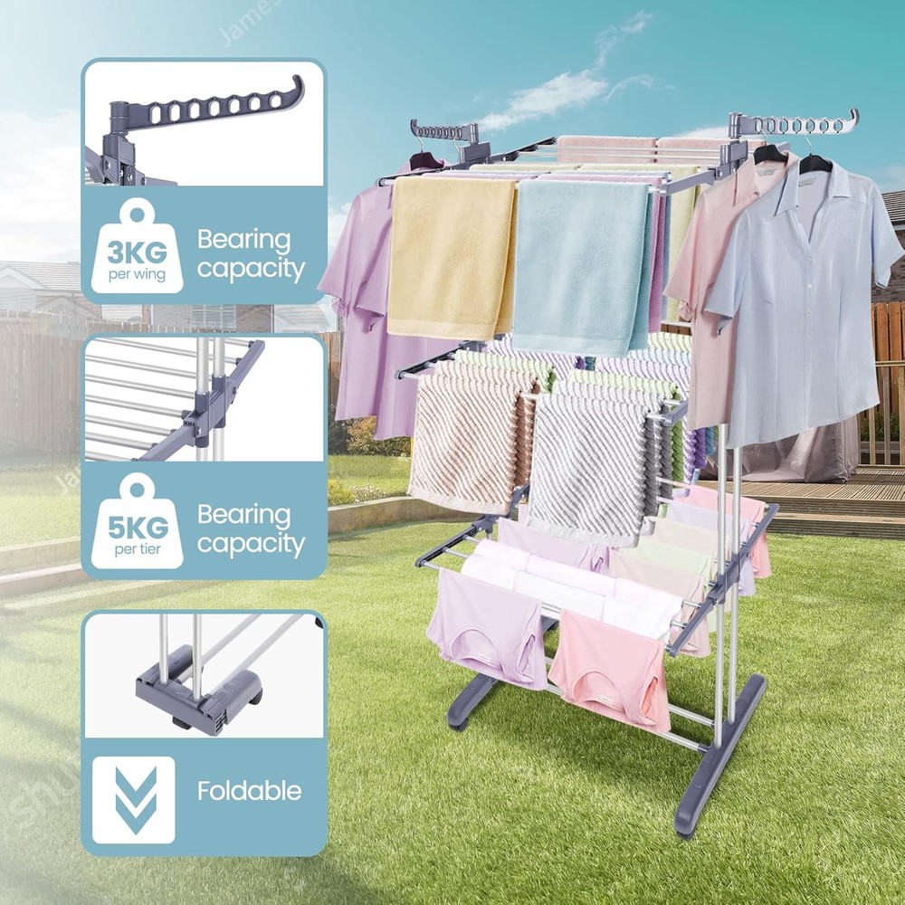 Clothes Drying Rack Foldable Drying Rack Clothing,Oversize 4 Tier(70" High