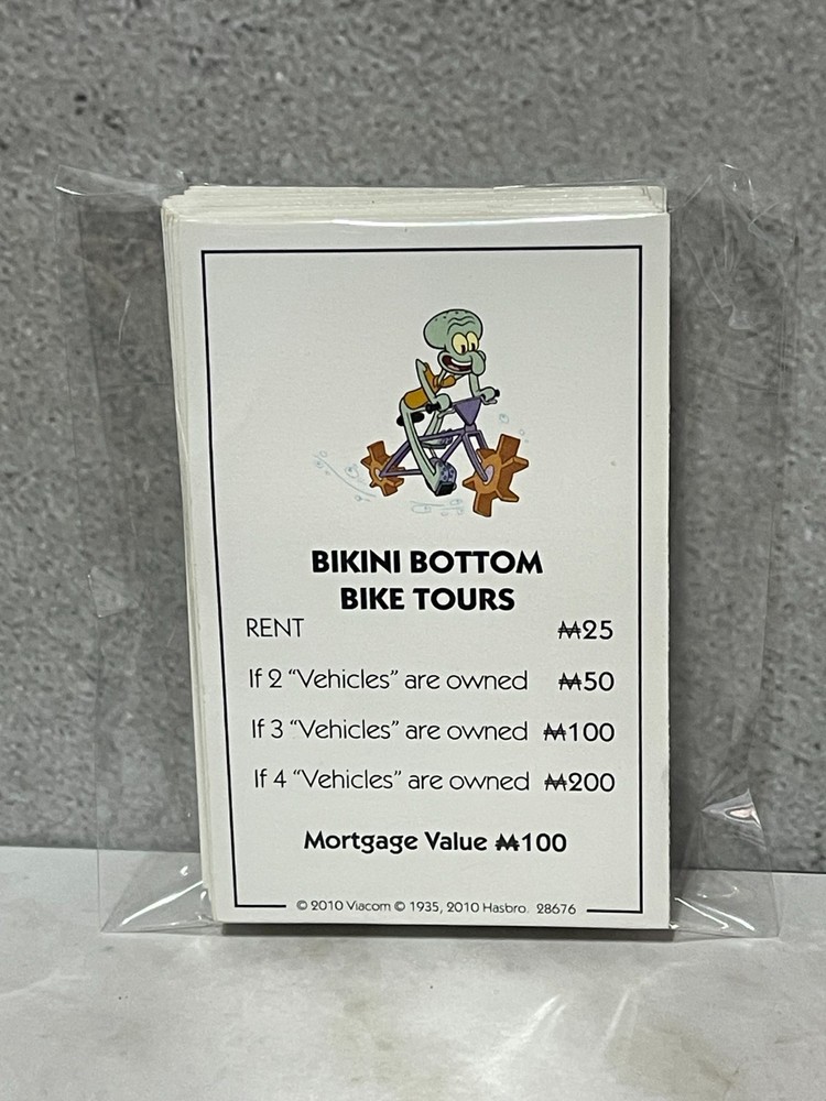 2010 SpongeBob SquarePants Monopoly - Replacement Deed cards