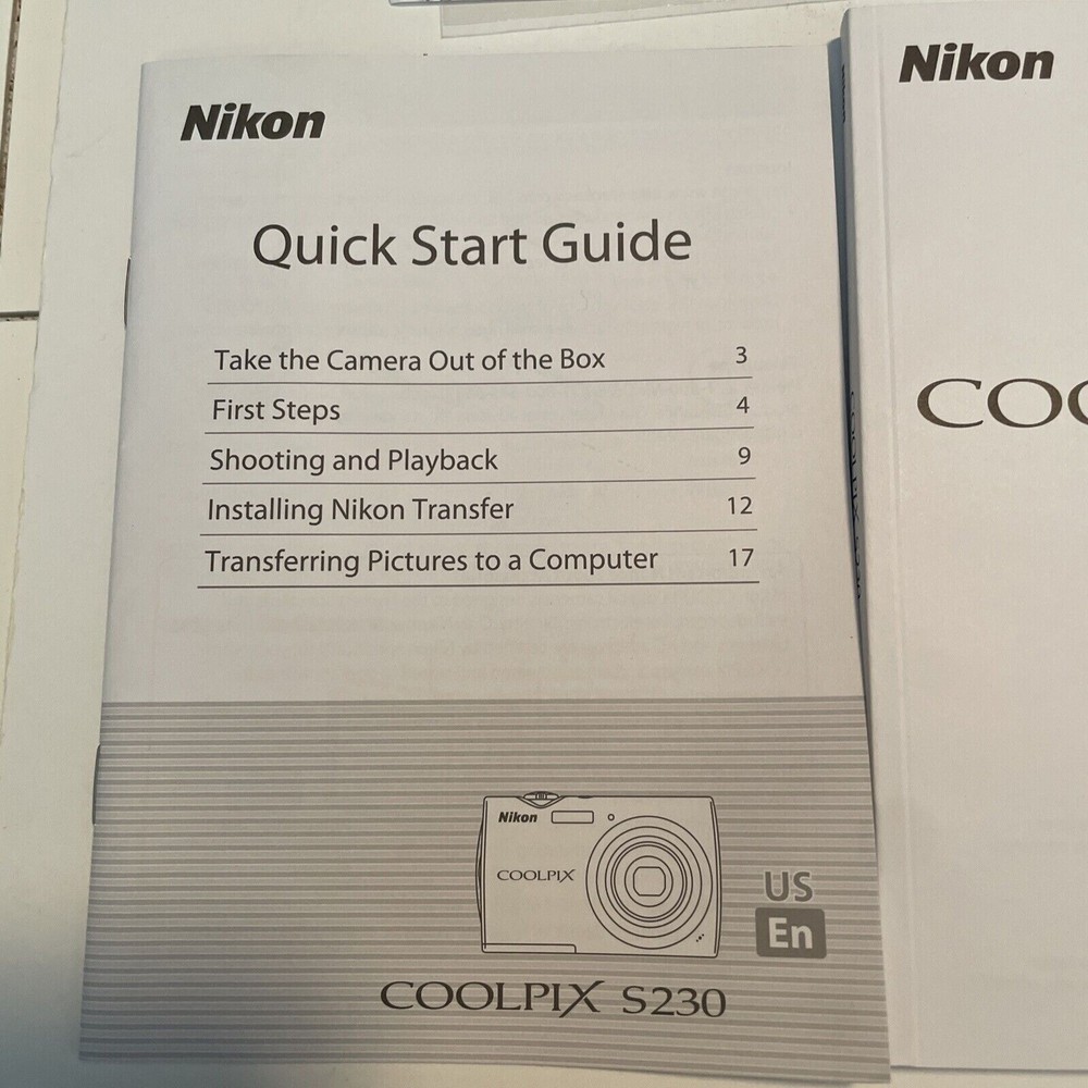 Nikon Coolpix S230 User's Manual Quick Start Guide & CD OEM Original Replacement