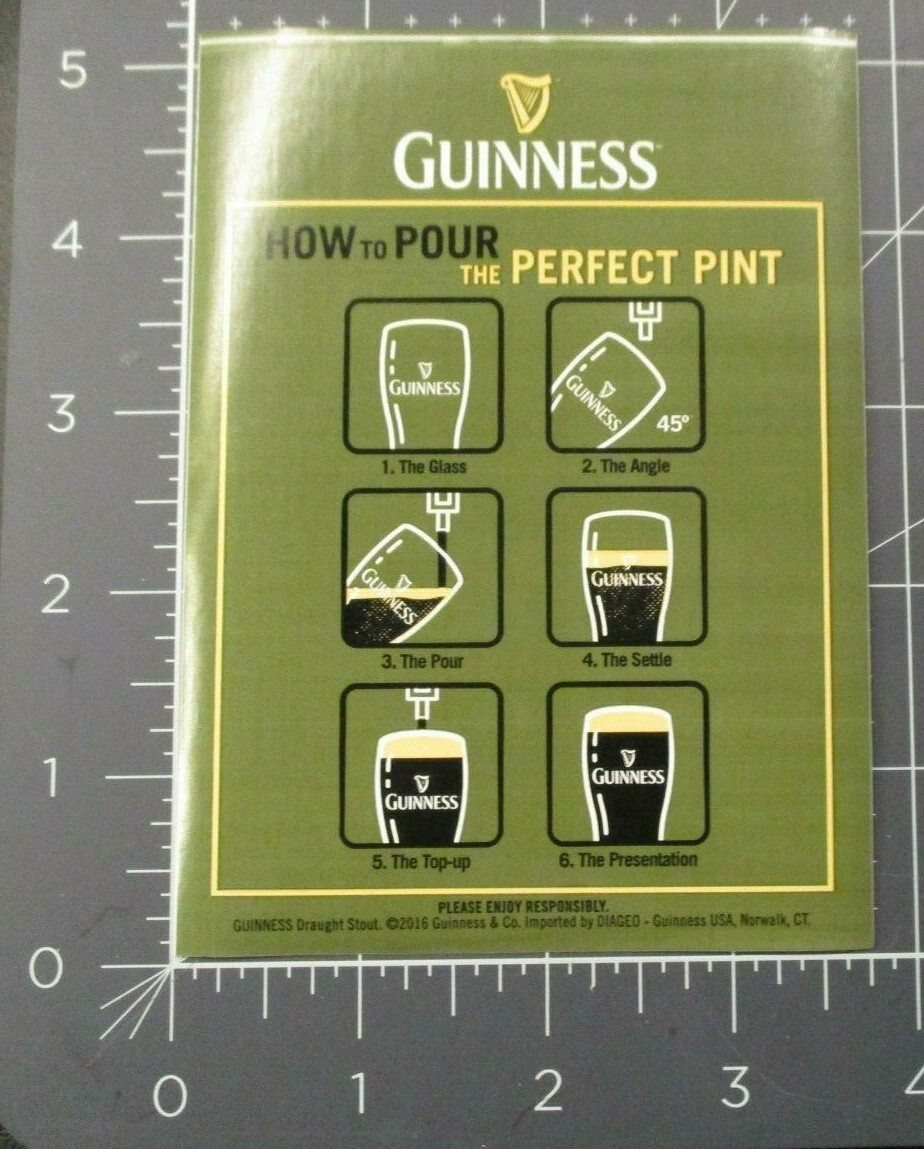 GUINNESS Irish Stout ireland How 2 Pour STICKER decal craft beer Brewing ZZ