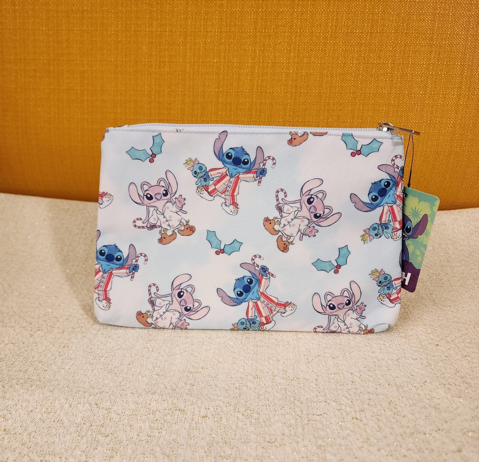 Bioworld Disney Stitch and Angel Holiday PJs Jammies Cosmetic Bag Makeup Pouch