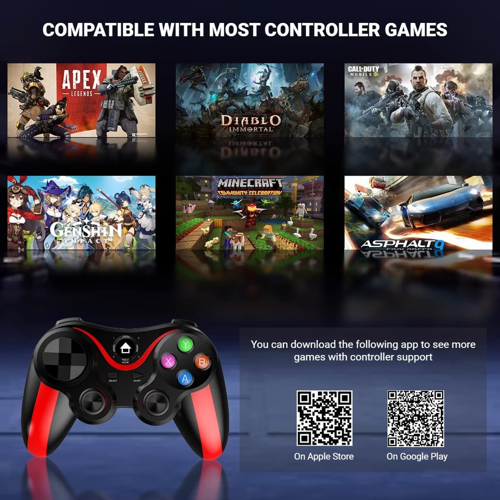 Mobile Game Controller for iPhone & Android with Holder, Bluetooth Gamepad Jo...