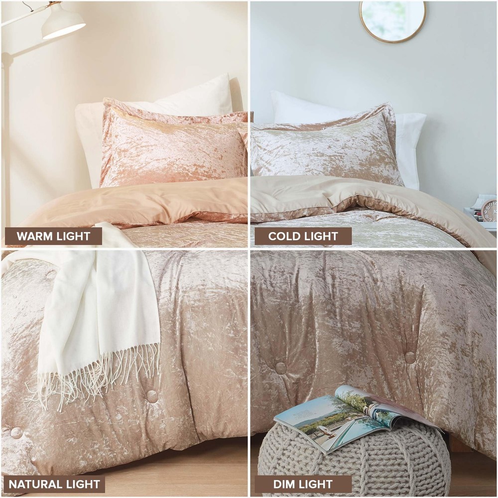 Comfort Spaces Luxe Queen Comforter Set Full/Queen, Champagne