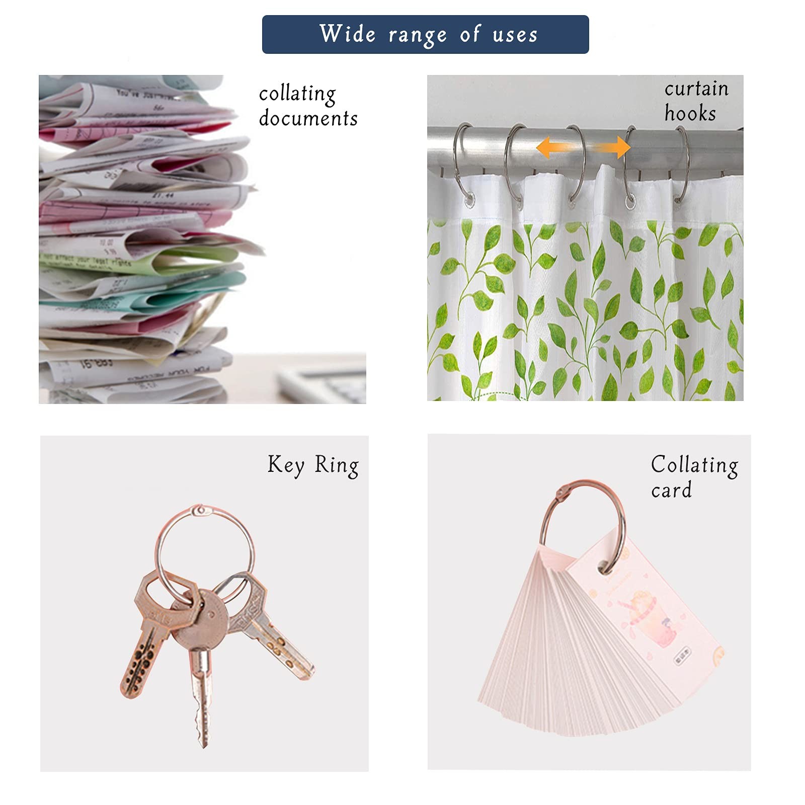 36pcs Shower Curtain Rings, 1.7" Rust-Proof Metal Round Shower Curtain Hooks ...