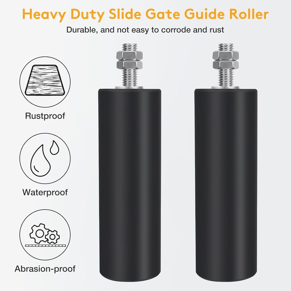 2 Pack 6" Gate Roller Guide w/ L-Bracket, Adjustable Heavy Duty Sliding Gate